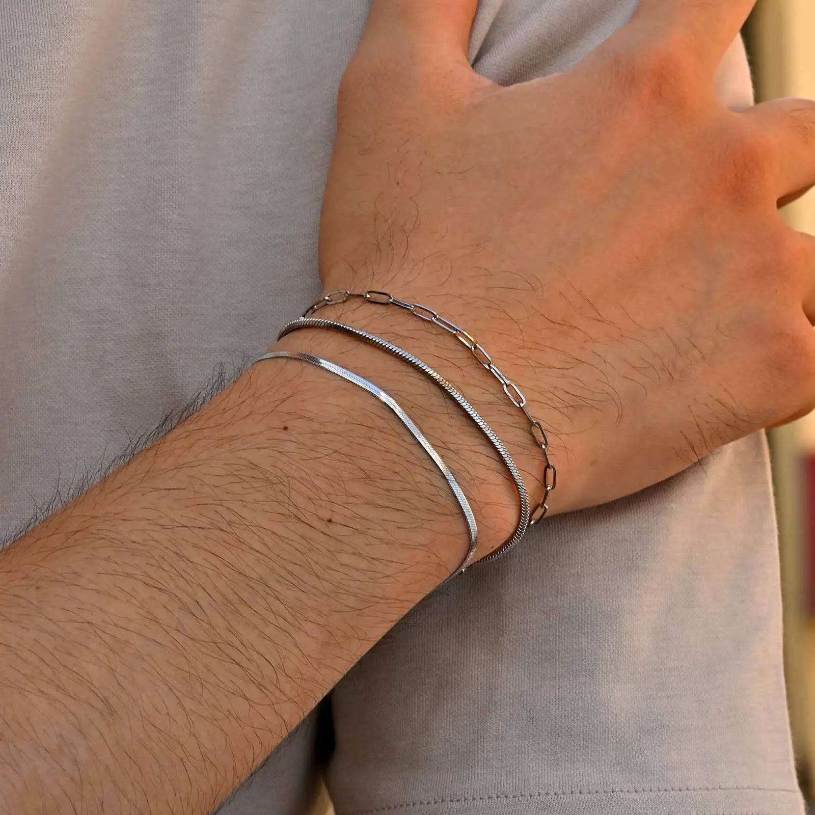 Nexus Stainless Steel Cuban and Rope Chain Bracelet Set
