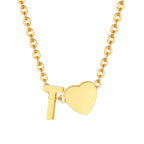 18K Gold Plated Petite Initial Heart Pendant Necklace