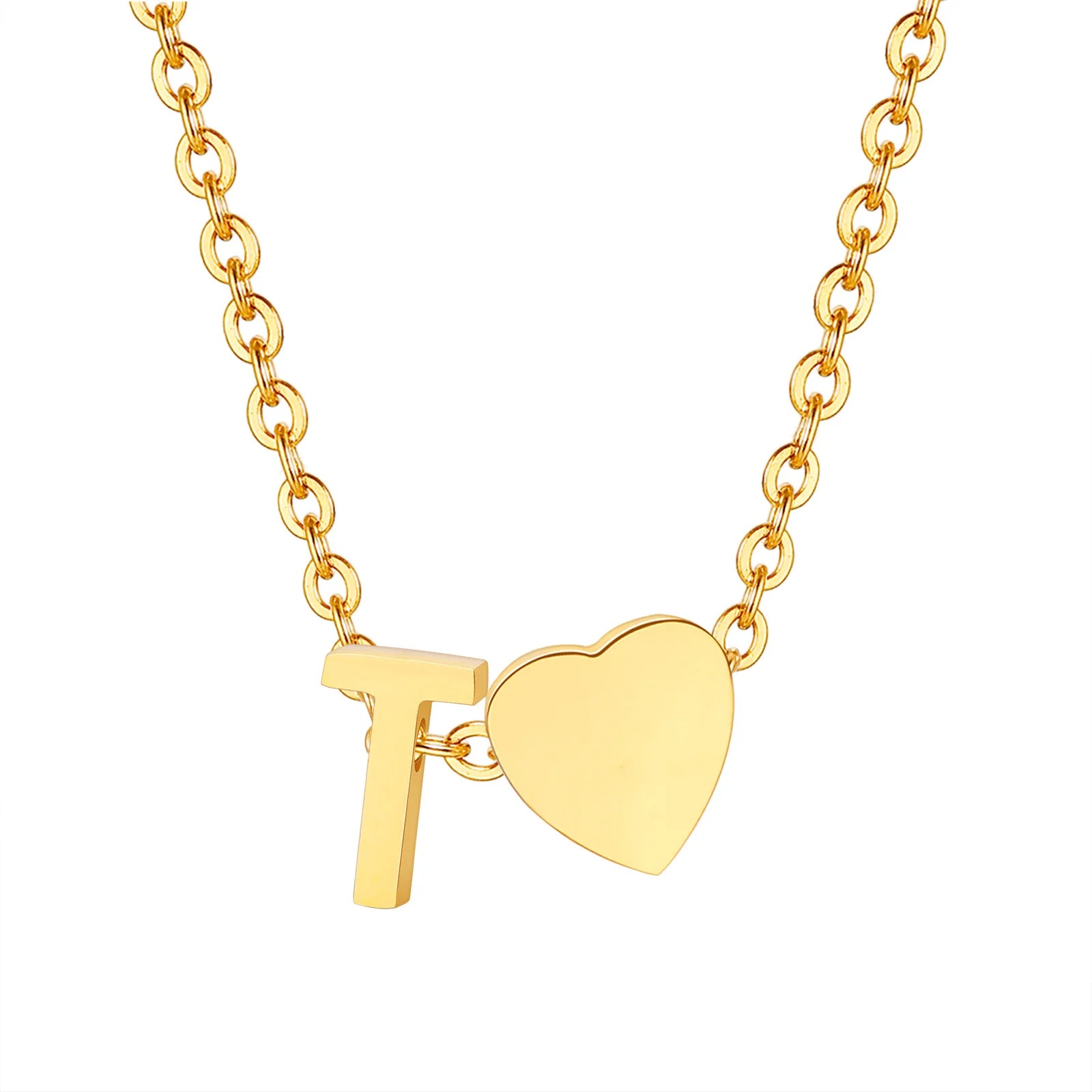 18K Gold Plated Petite Initial Heart Pendant Necklace