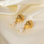 925 Silver Needle Pearl Huggie Hoop Earrings