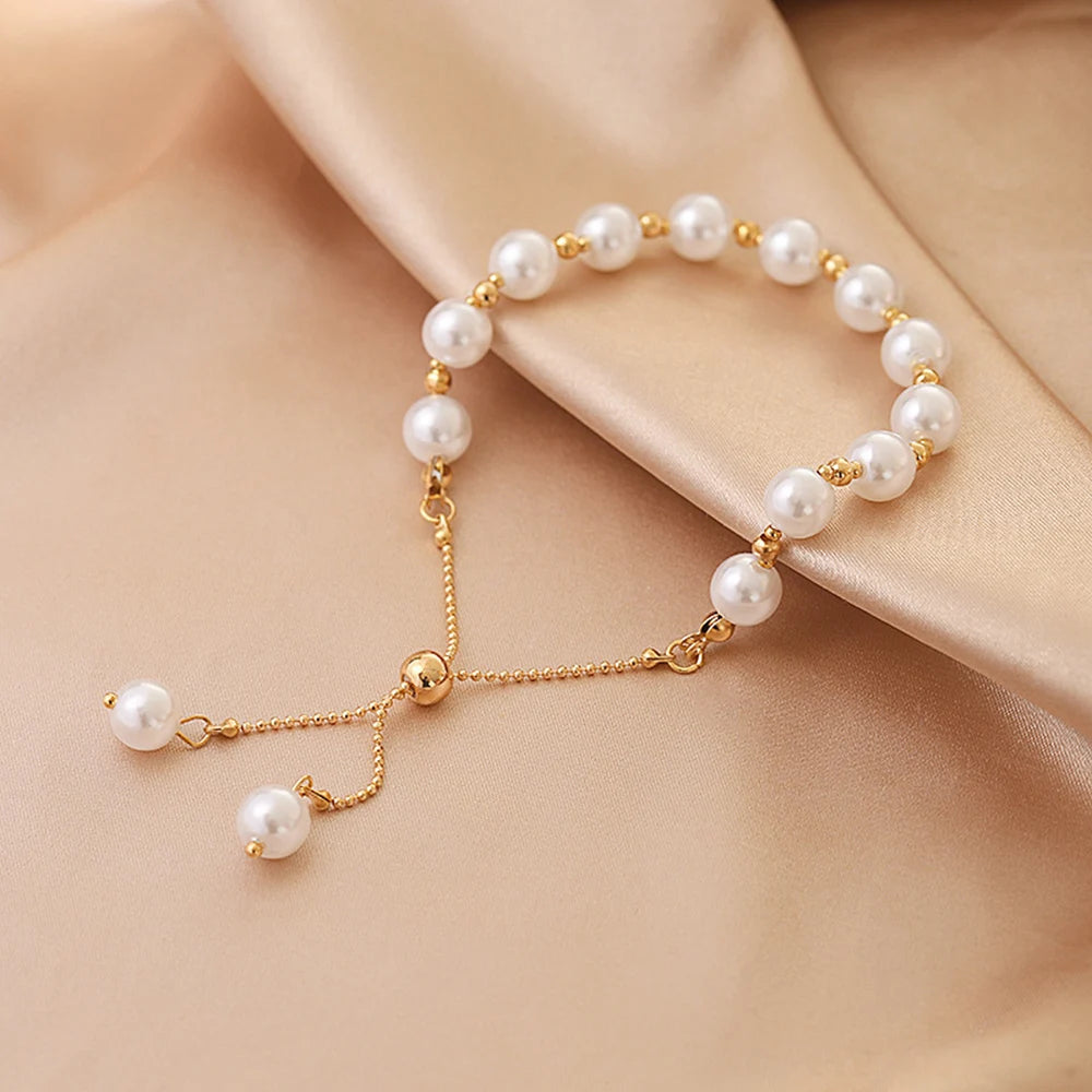 Serena Baroque Simulated Pearl Bangle Bracelet
