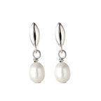 925 Silver Needle Pearl Huggie Hoop Earrings