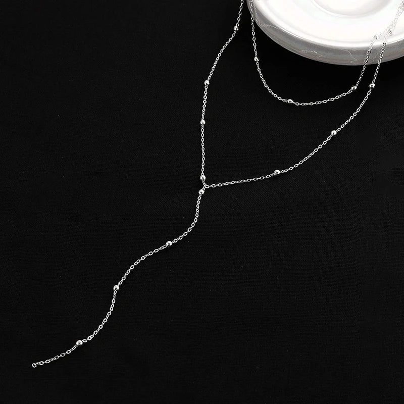 14K Gold Plated Stainless Steel Y-Shaped CZ Necklace