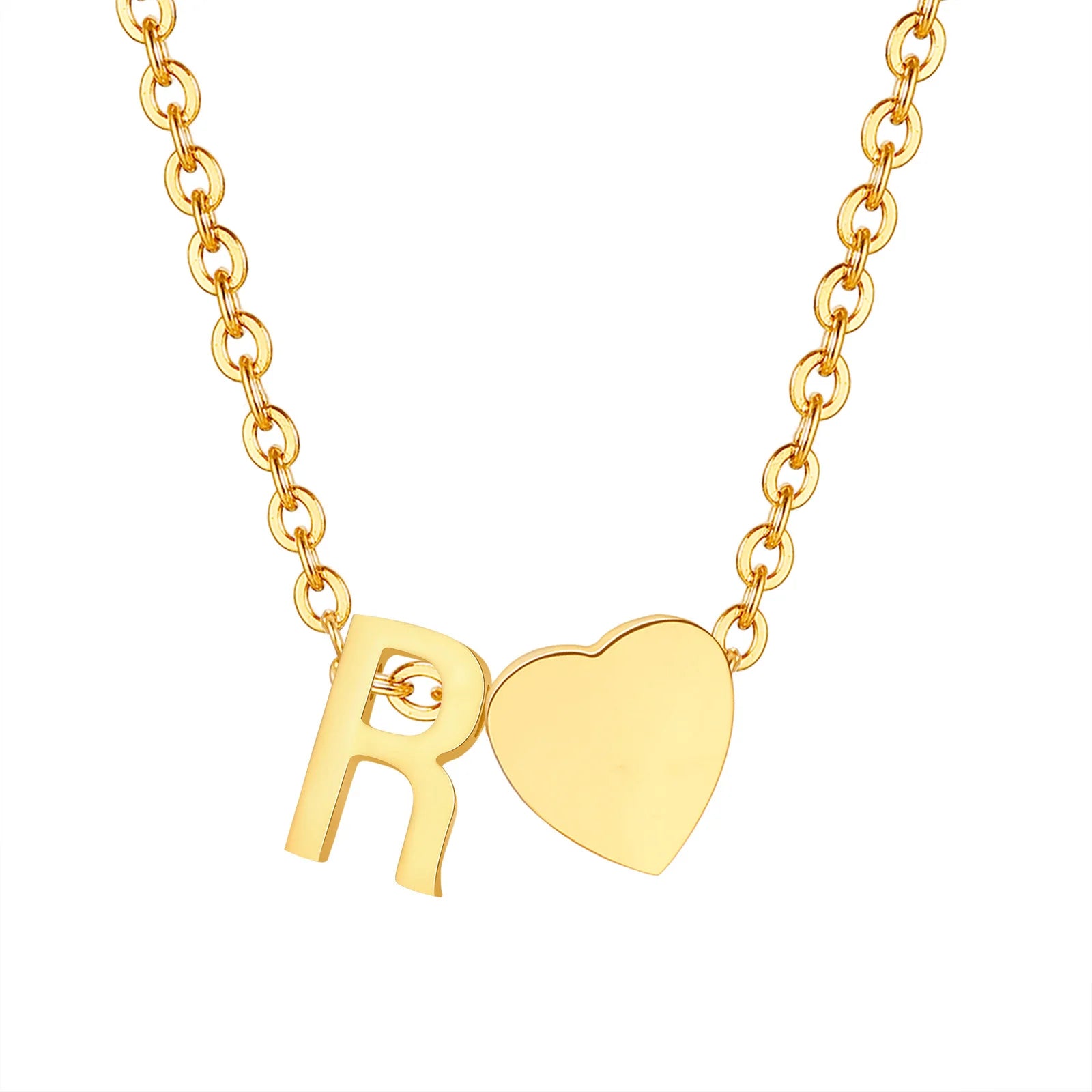 18K Gold Plated Petite Initial Heart Pendant Necklace