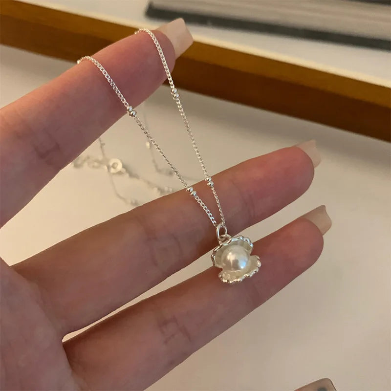 925 Sterling Silver Simple Pearl Pendant Necklace