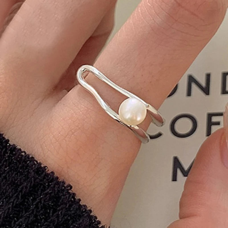 Irregular Shell Overlapping 925 Sterling Silver Ring