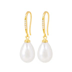 925 Silver Needle Pearl Huggie Hoop Earrings