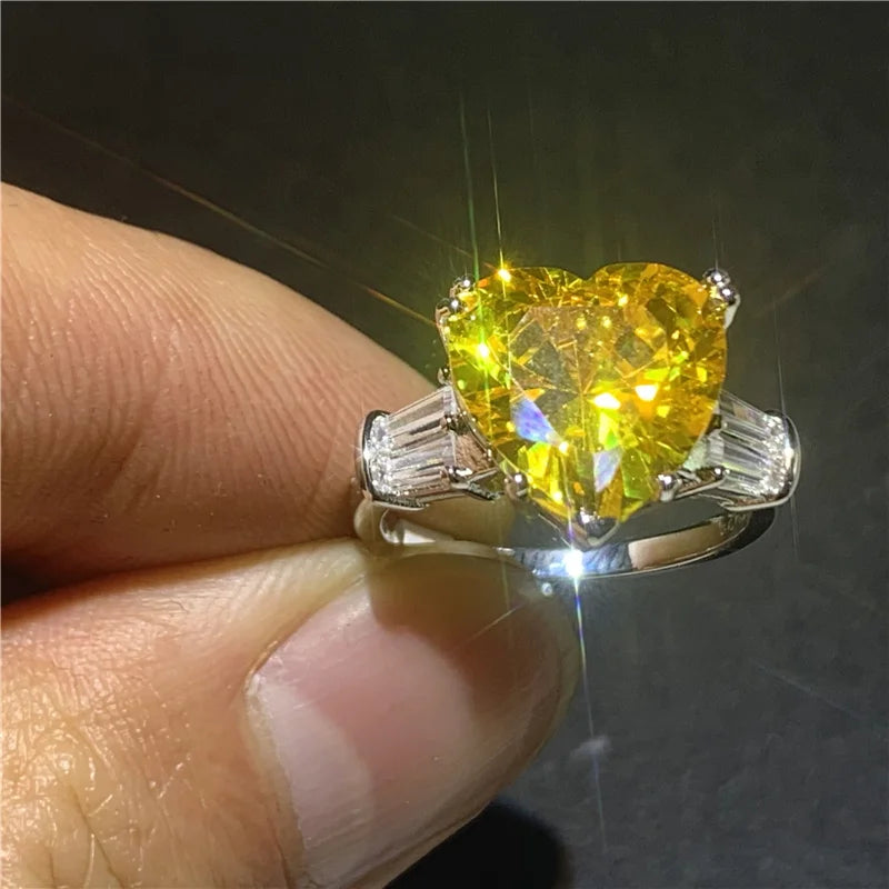 Heart Moissanite 925 Sterling Silver Ring