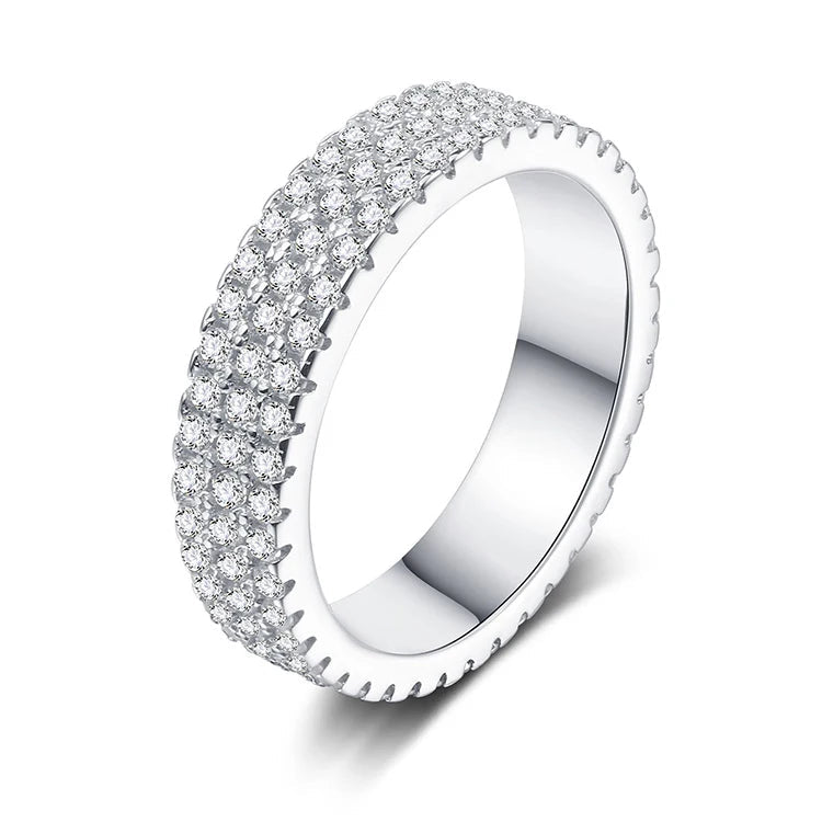 Sterling Silver AAAAA Micro Pave Eternity Band Ring