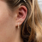 925 Silver Needle Pearl Huggie Hoop Earrings