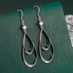 Exquisite 925 Sterling Silver Double Teardrop Earrings