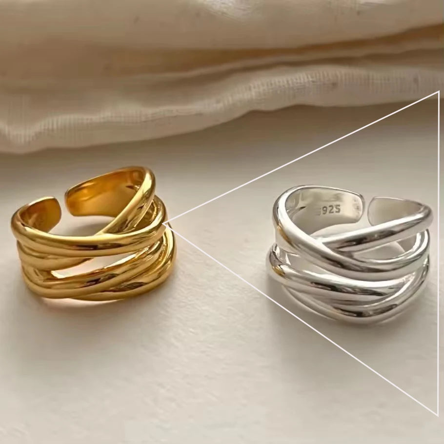 Irregular Shell Overlapping 925 Sterling Silver Ring