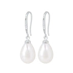 925 Silver Needle Pearl Huggie Hoop Earrings