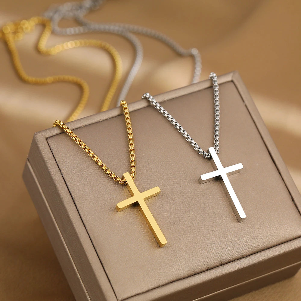 Stainless Steel Y2K Grunge Cross Pendant Necklace
