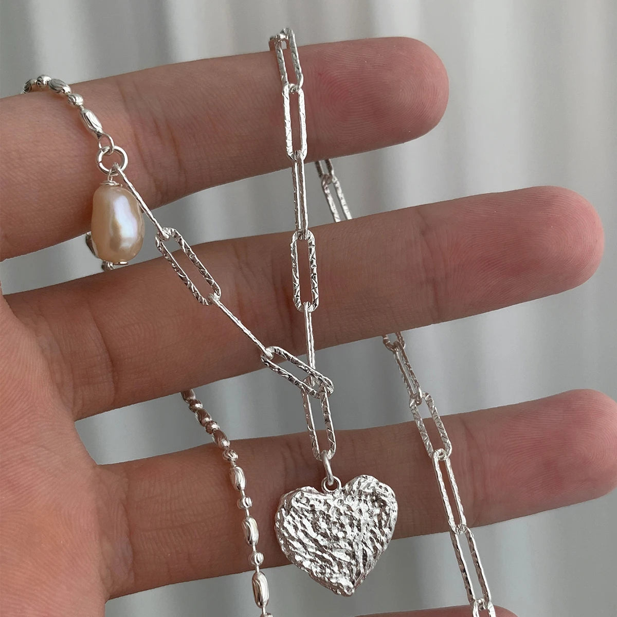 925 Sterling Silver Simple Pearl Pendant Necklace