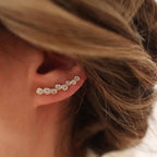 Zircon Curved Gold & Silver Filled Ear Climber Earrings