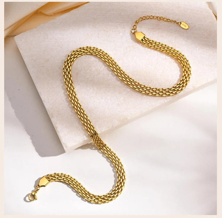 18K Gold Plated Chunky Mesh Choker Necklace
