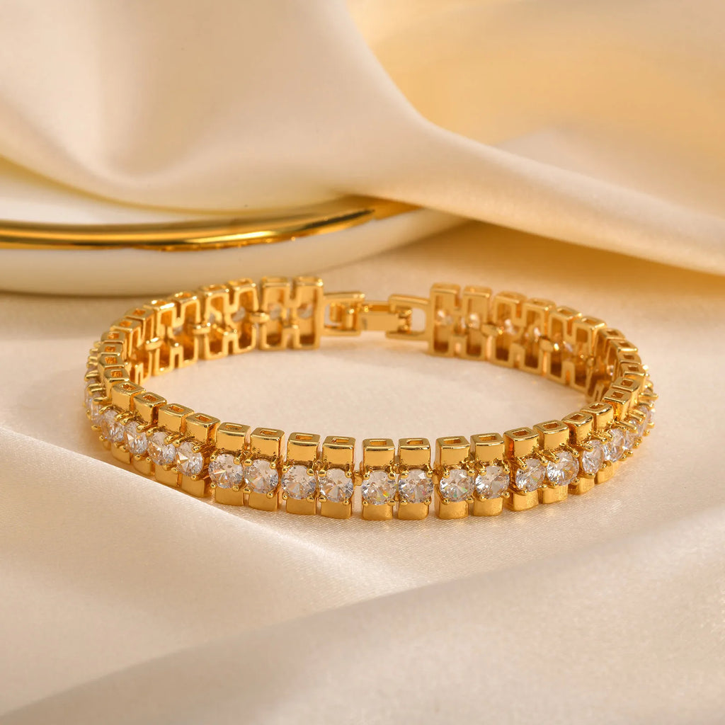 Dahlia 14K Gold Plated Paperclip & Watch Strap Bracelet