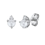 925 Silver Needle Pearl Huggie Hoop Earrings