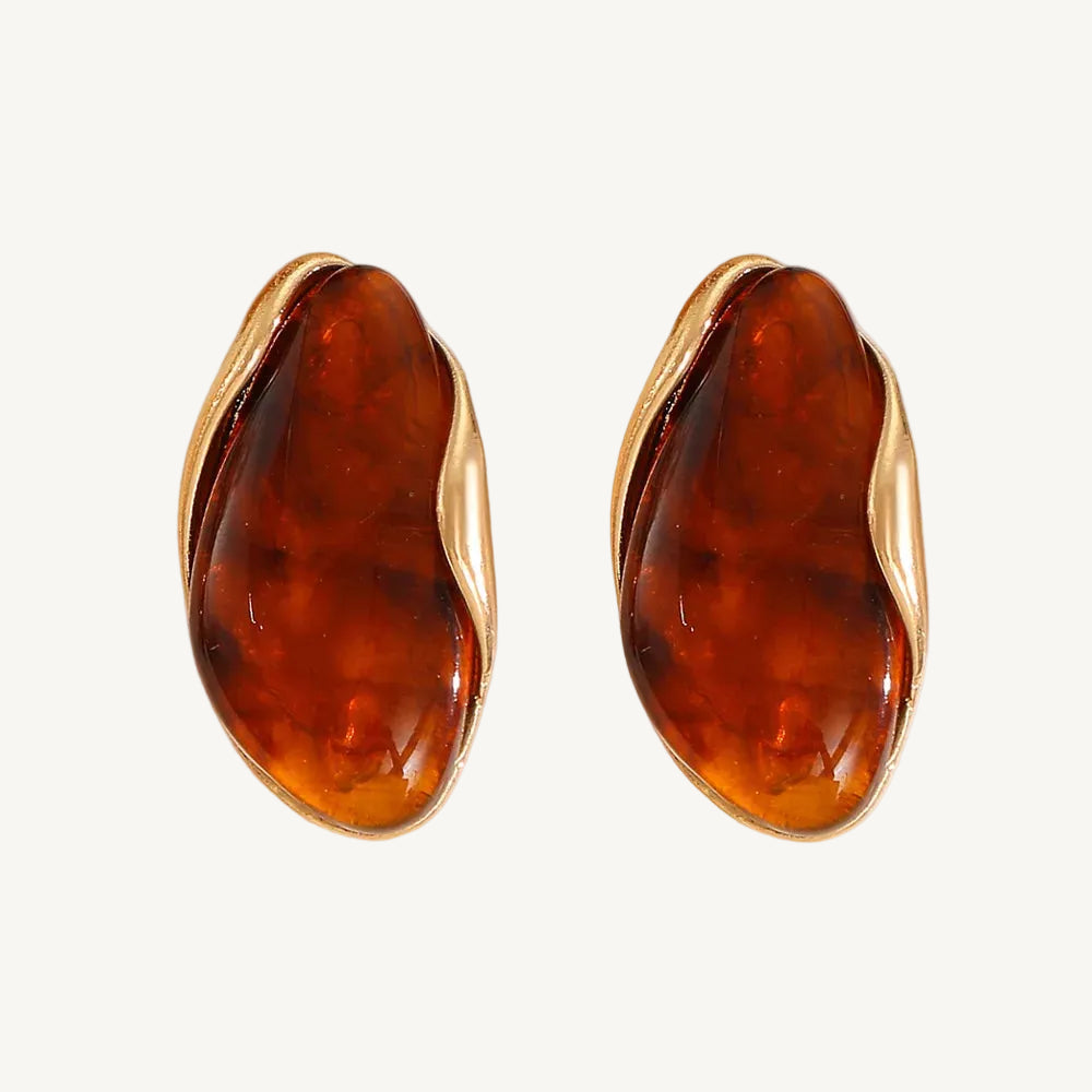 Translucent Amber Resin Chunky Teardrop Hoop Earrings