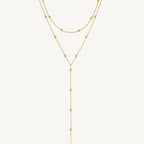 14K Gold Plated Stainless Steel Y-Shaped CZ Necklace