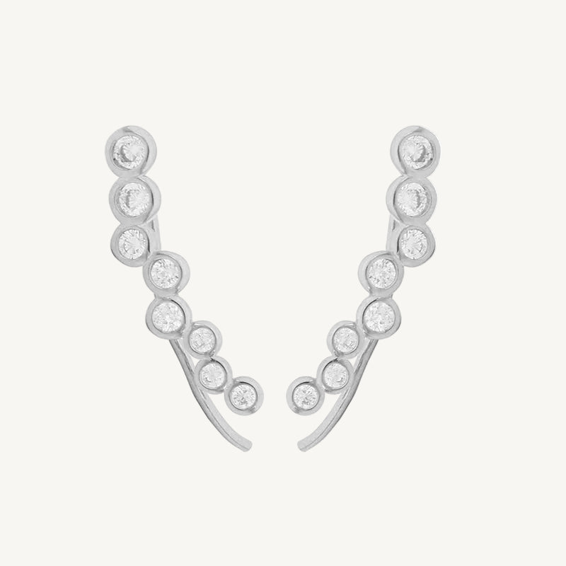 Zircon Curved Gold & Silver Filled Ear Climber Earrings