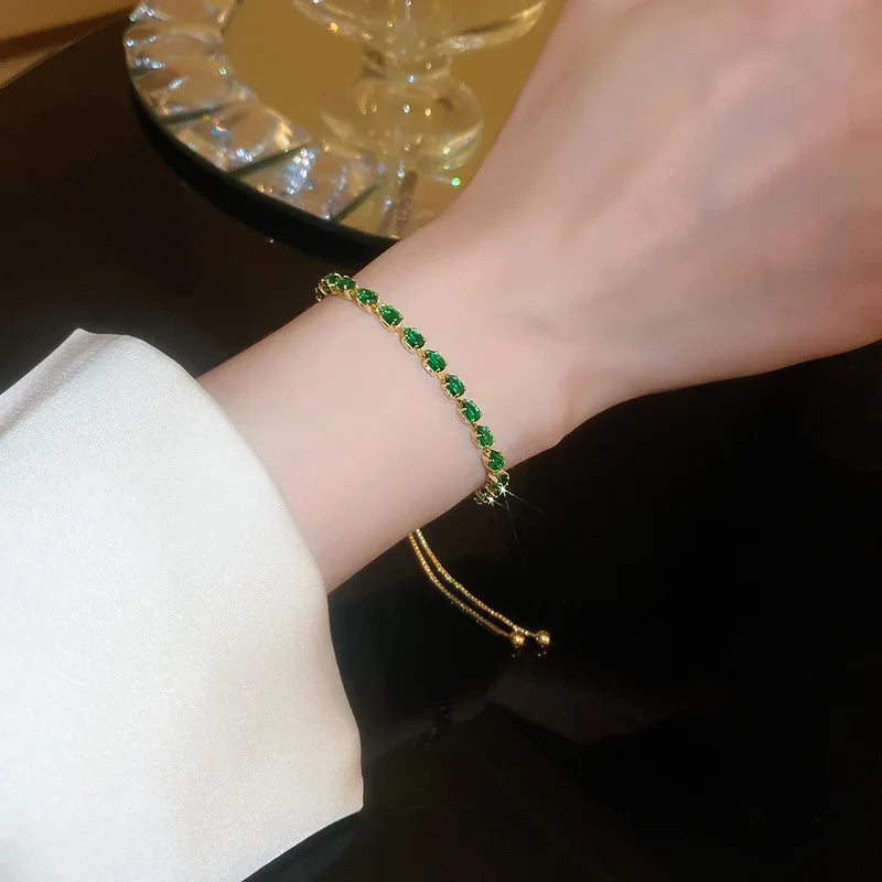 Soren Curved Wave Rhinestone Adjustable Bangle