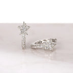Dazzling CZ Star Charm Silver-Tone Hoop Earrings