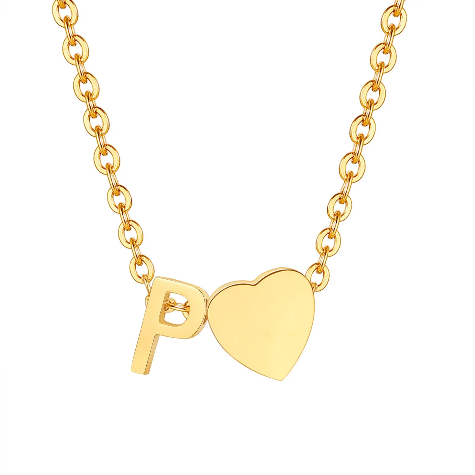 18K Gold Plated Petite Initial Heart Pendant Necklace