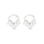 925 Silver Needle Pearl Huggie Hoop Earrings