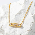 18K Gold Plated Moving CZ Necklace & Bracelet Set
