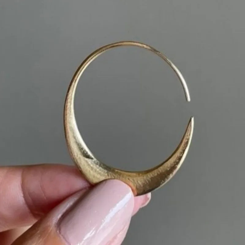 Concise Vintage Gold-Plated Hoop Earrings