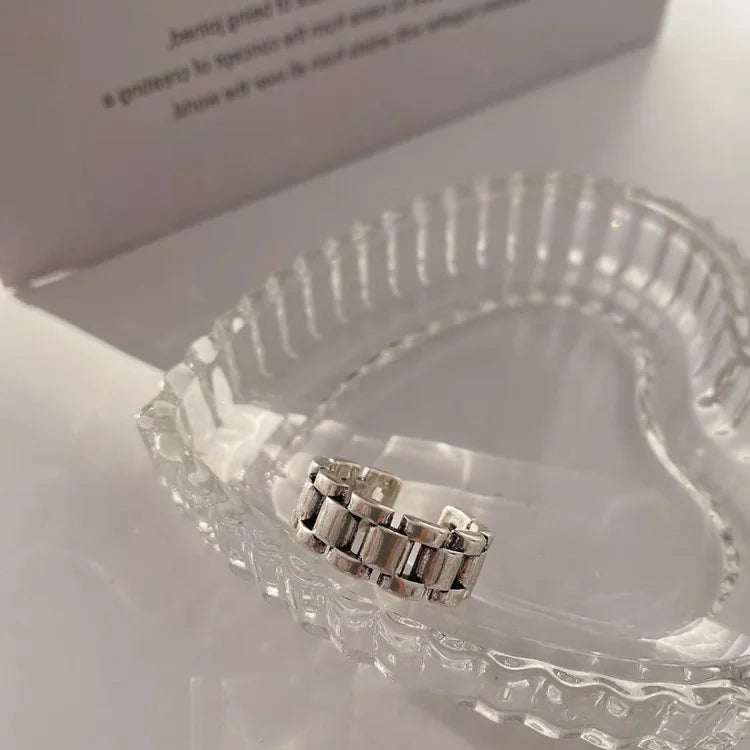 Geometric Cross Hollow Chain 925 Sterling Silver Ring