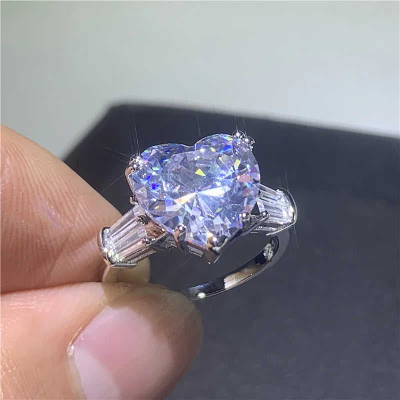 Heart Moissanite 925 Sterling Silver Ring
