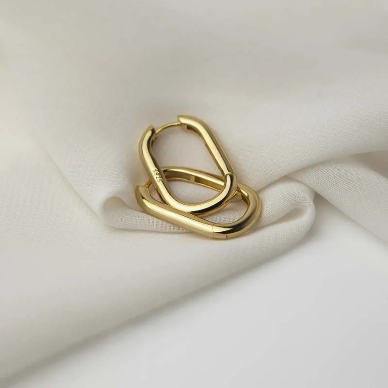 Geometric Gold-Tone U-Shape Hoop Earrings