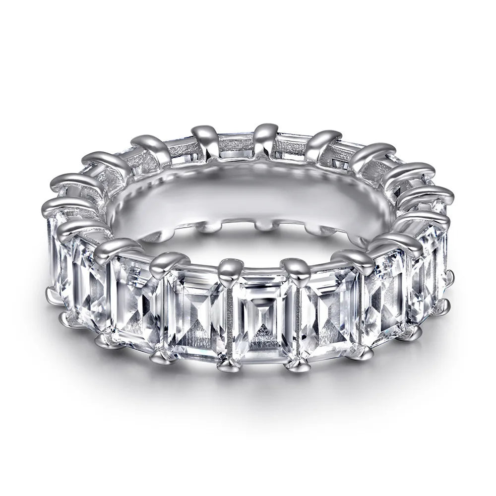 Eternity Emerald Cut Lab Zircon Silver-Tone Band Ring