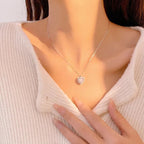 925 Sterling Silver Pink Zircon Heart Pendant Necklace