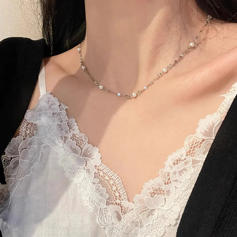 925 Sterling Silver Simple Pearl Pendant Necklace