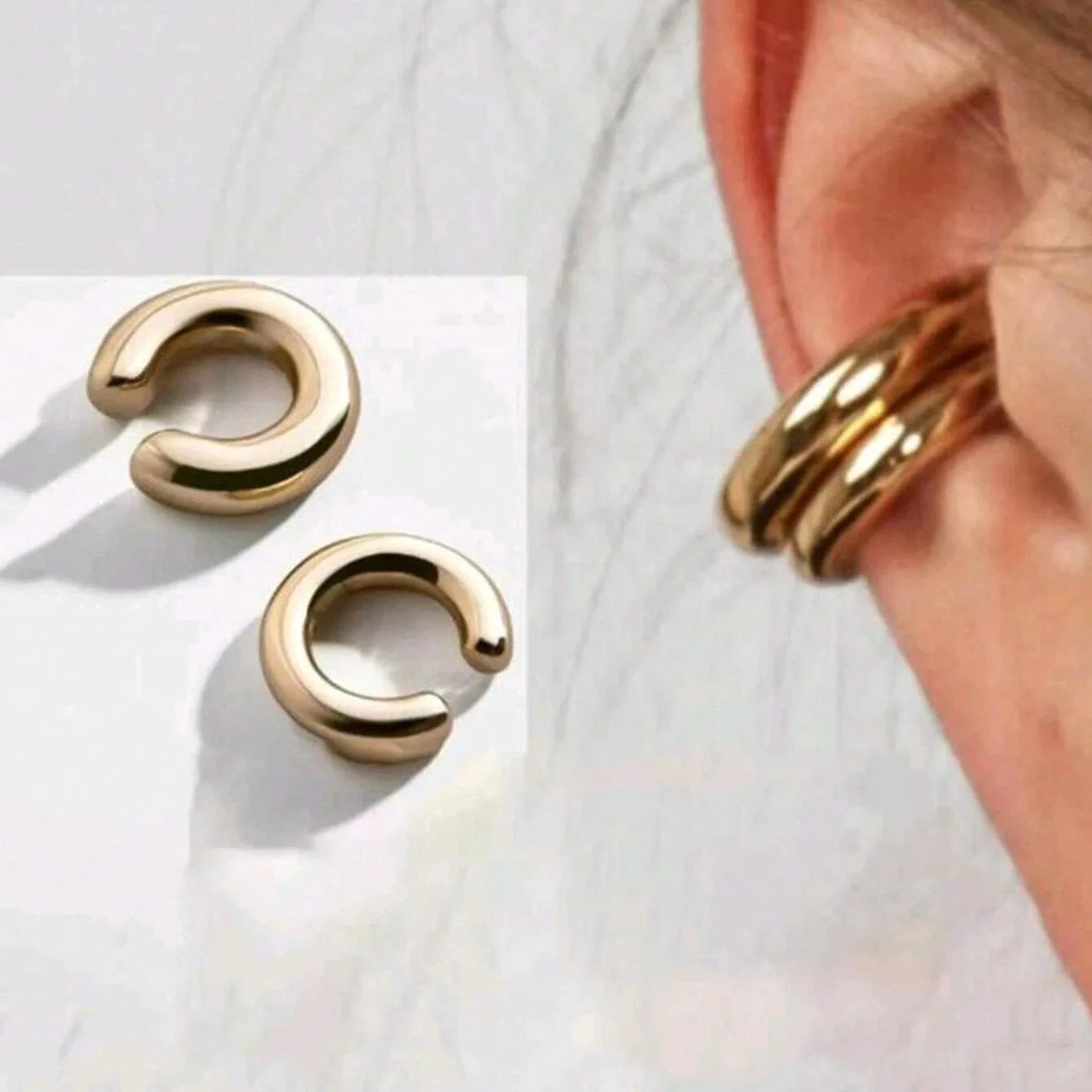 2-Piece Chunky Statement Non-Pierced Ear Cuff Set
