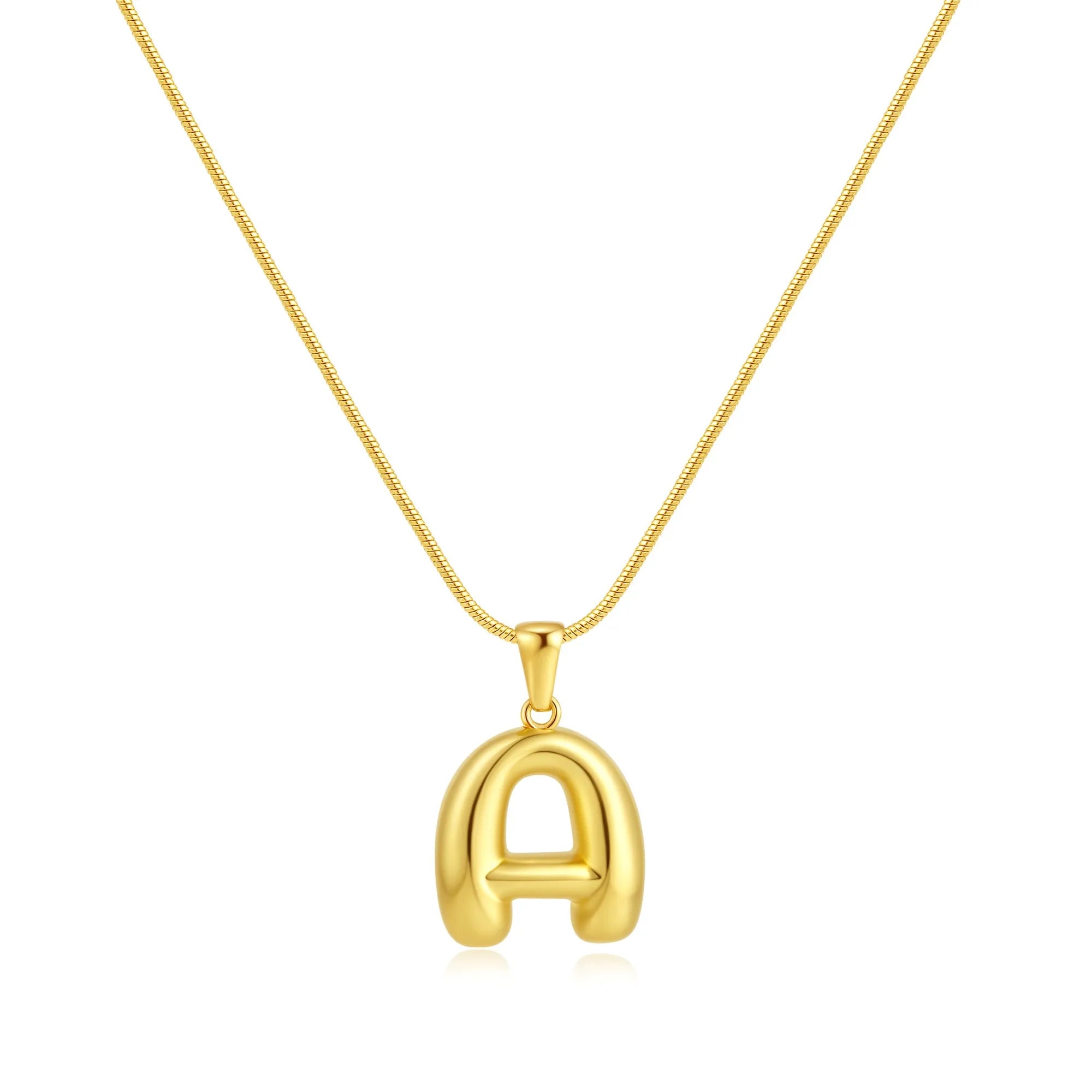 Personalized Gold Stainless Steel Initial Snake Chain Necklace