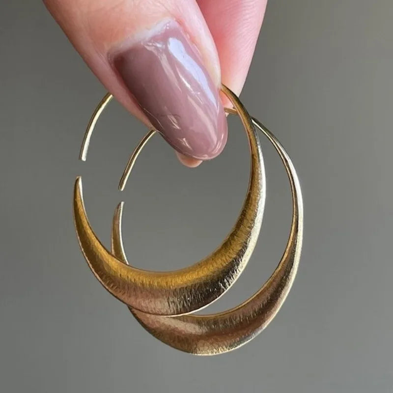 Concise Vintage Gold-Plated Hoop Earrings