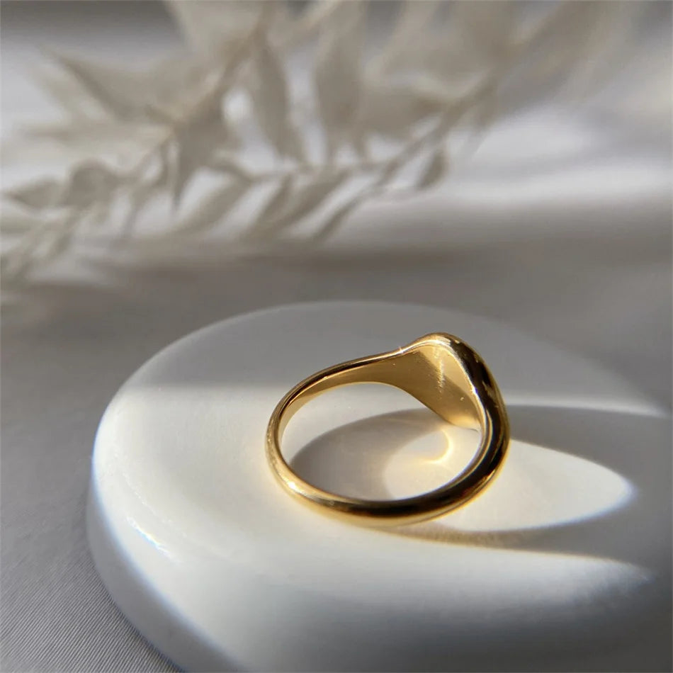 Chunky Dome Rays Texture Stainless Steel Signet Ring