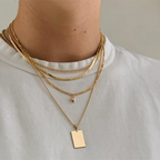 Vintage Geometric Crystal Multi-Tier Snake Chain Necklace