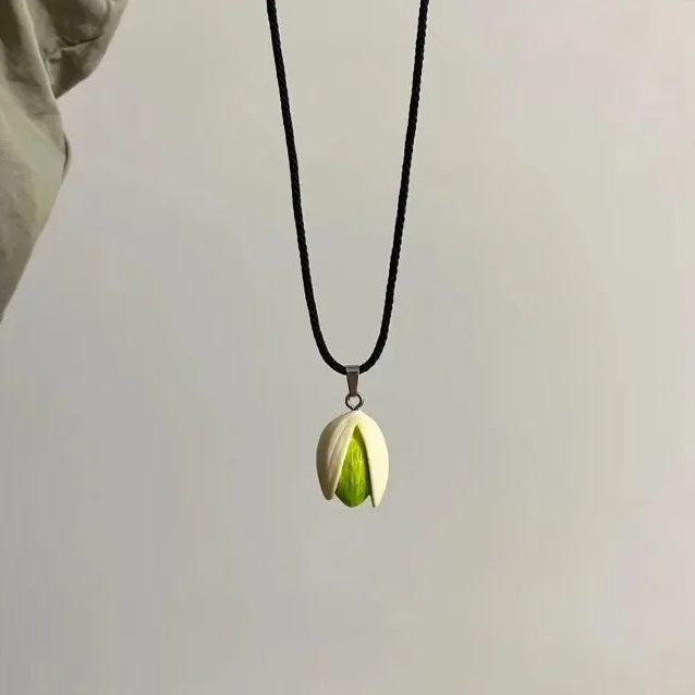 Sculpted Pistachio Nut Pendant Necklace
