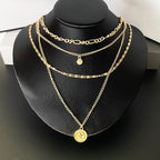 Three-Layer Coin Disc Bead Chain Necklace