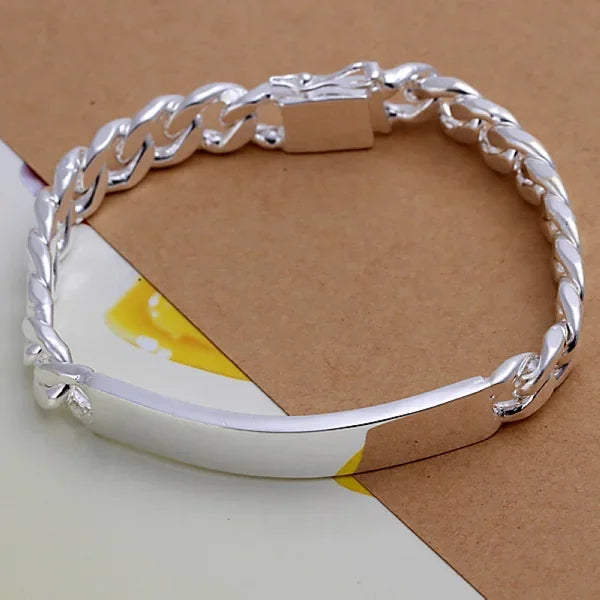 Kaelen 10mm Geometric Silver Link Bracelet
