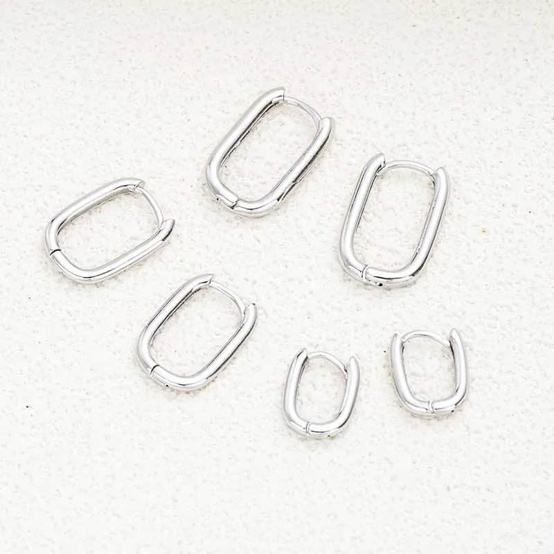 3-Pair Geometric Square Stainless Steel Hoop Earring Set