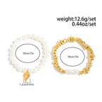 Isla Two-Piece Pearl and Heart Charm Bracelet Set