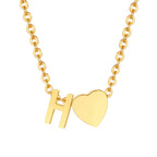 18K Gold Plated Petite Initial Heart Pendant Necklace