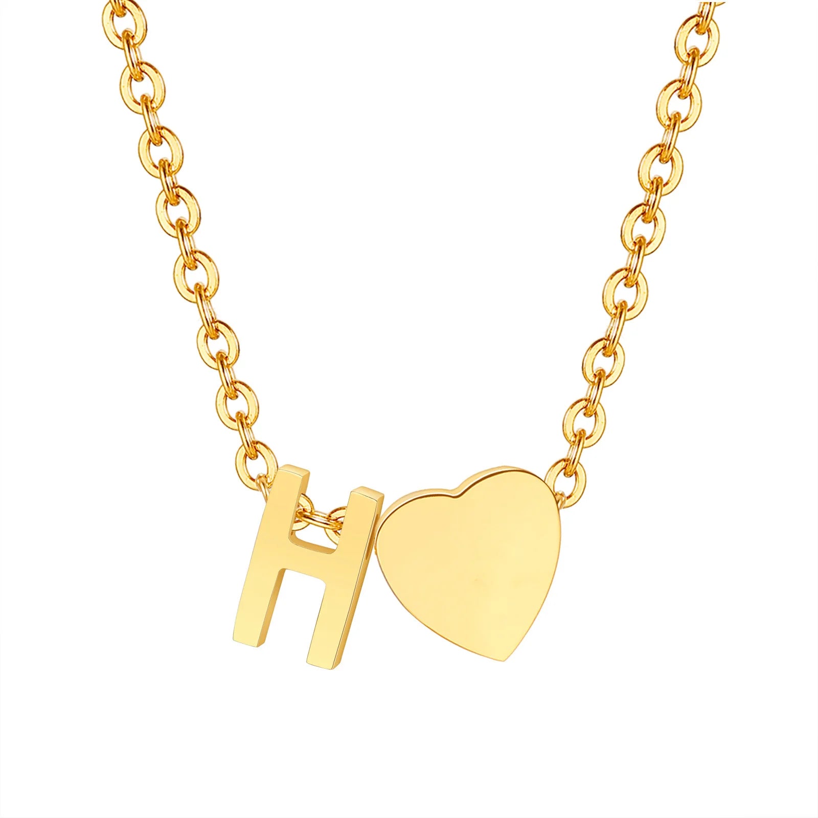 18K Gold Plated Petite Initial Heart Pendant Necklace